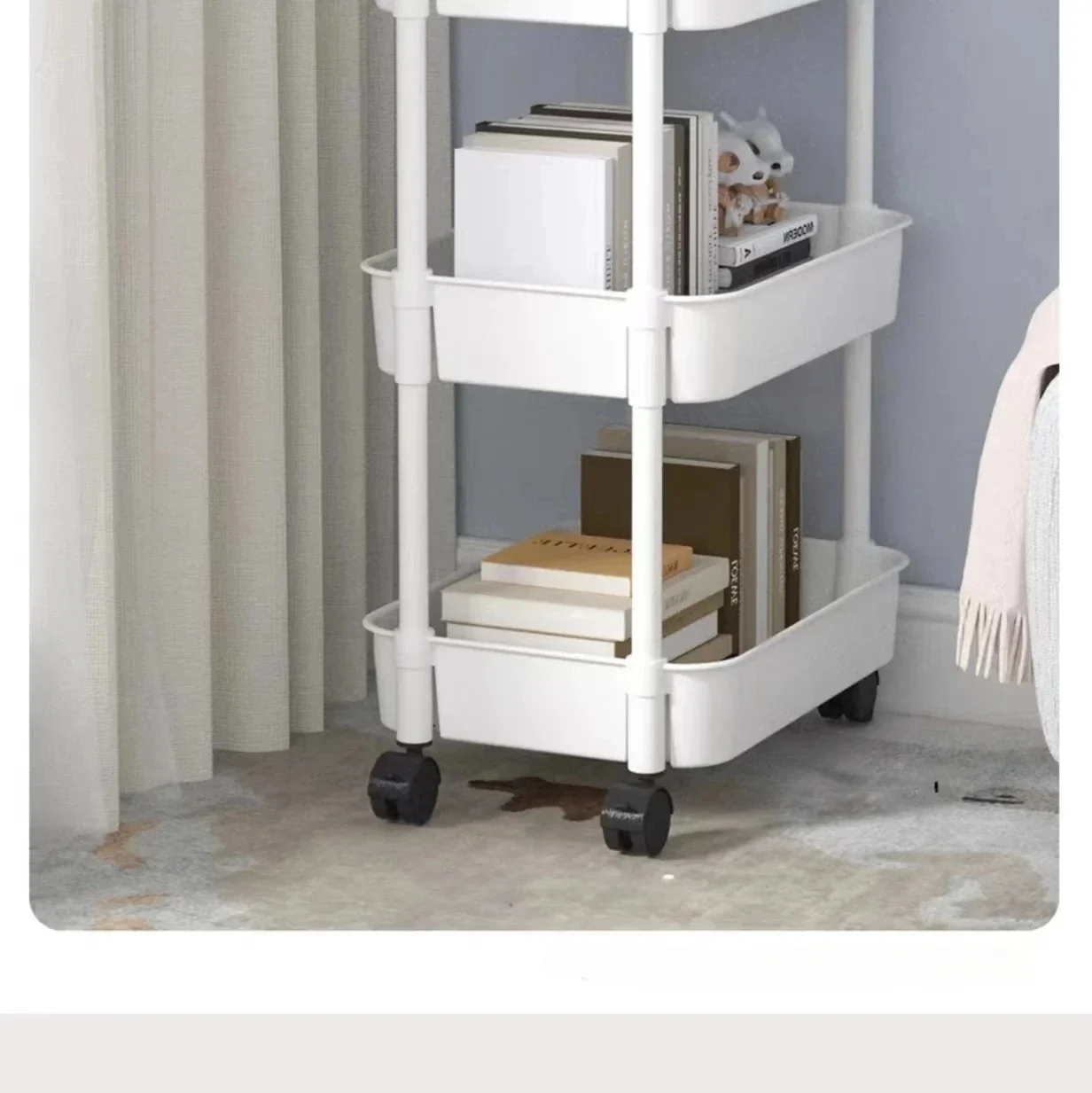 Estante de almacenamiento con ruedas para el hogar, carrito pequeño multicapa, piso a piso, cocina, dormitorio, baño