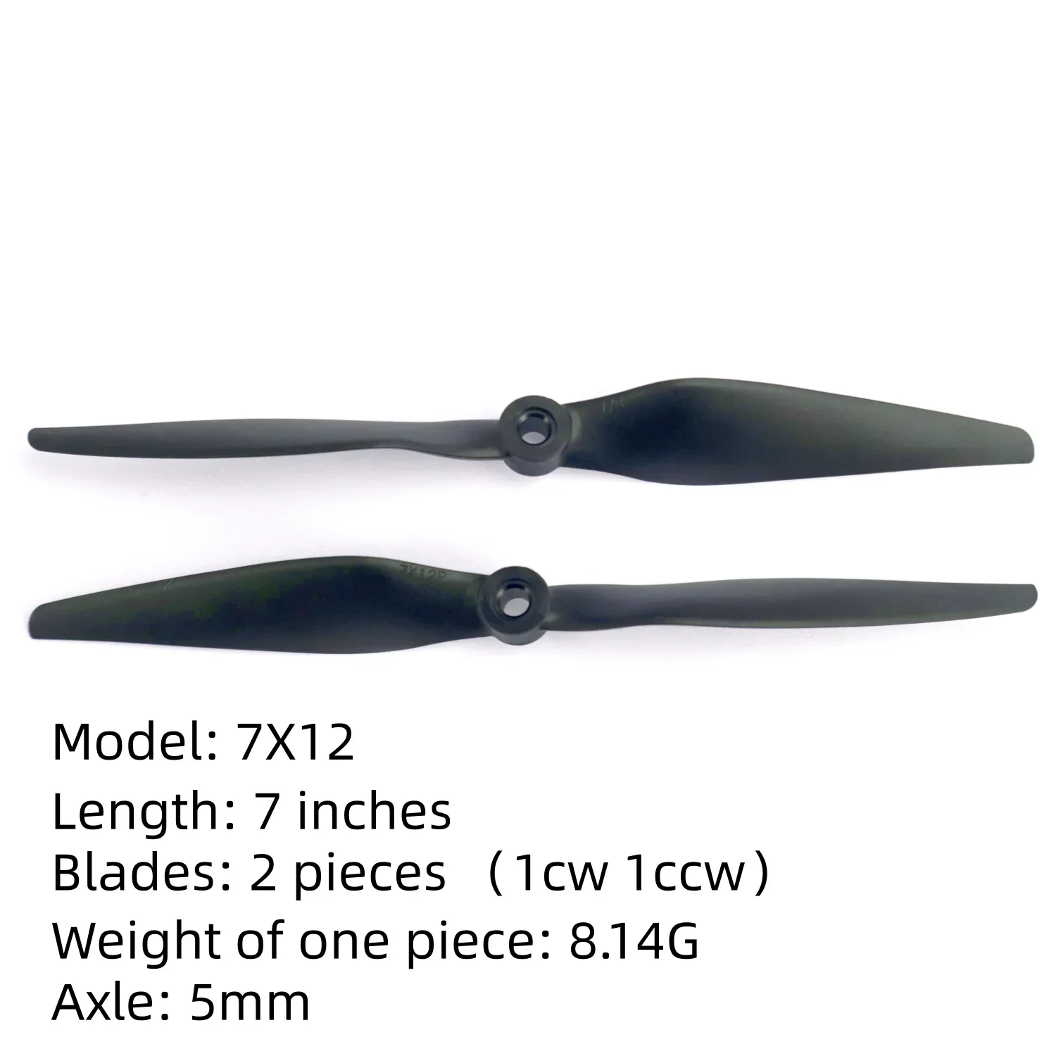 7X12 CW/CCW 2-blade Propeller Thin Electric Prop Reinforced Nylon Prop for 7 inch RC Airplanes 1/4Pair