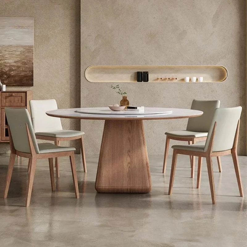 

Wooden Dining Table Round Minimalist Turntable Coffee Center Kitchen Table Apartment Mesa De Cocina Dining Room Furniture