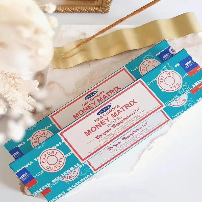 4 cajas de barras de incienso MONEY MATRIX, sabor mixto Satya, sándalo hecho a mano/lavanda/opio negro/PALO SANTO/Super Hit/NAGCHAMPA