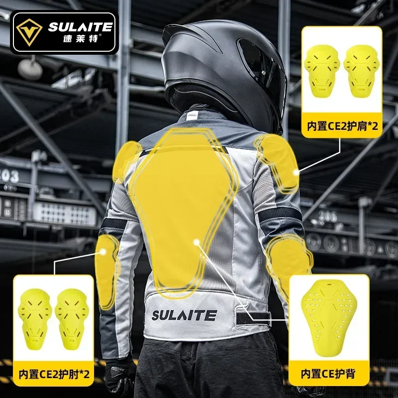 SULAITE Summer New Jacket Motorcycle Men Women Summer Breathable Mesh Anti-Skid Protection Anti-Collision Soft Armor CE2 Gear