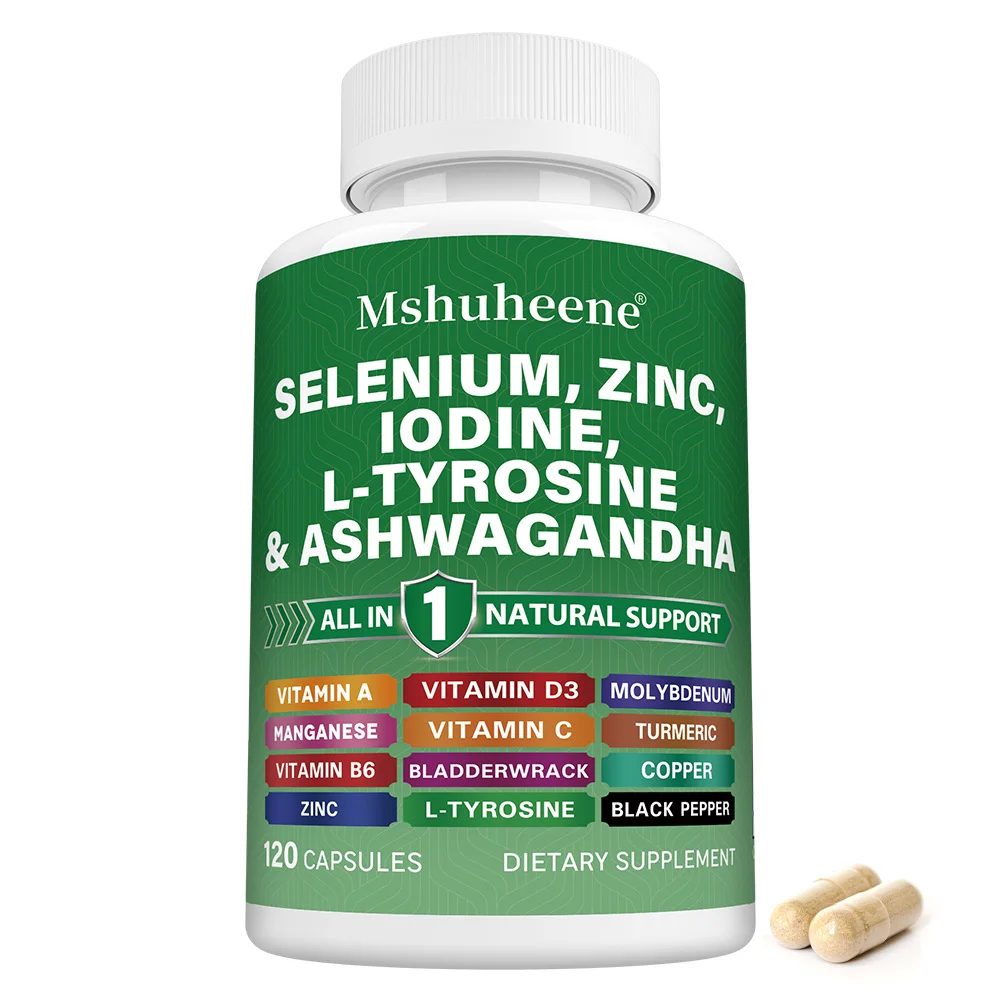 Daily Multimineral Nutrition Capsules with Selenium Zinc Iodine L-Tyrosine Ashwagandha Turmeric Capsules, Thyroid Support