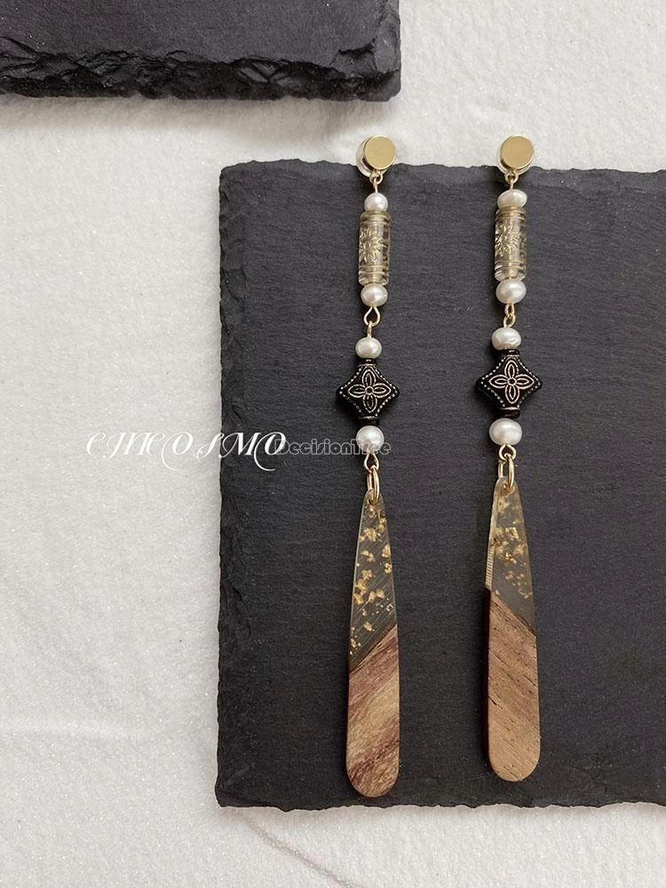 

2025 new chinese ancient style retro pearl earrings women improved elegant fashion hanfu accessory pendant long daily earrings