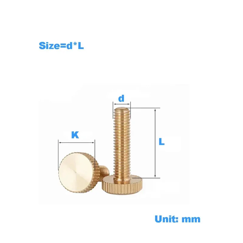 Brass Hand Twisted Screw Flat Head Knurled Thumb Bolt For Easy Tool Free Installation M3 M4 M5 M6 M8 M10