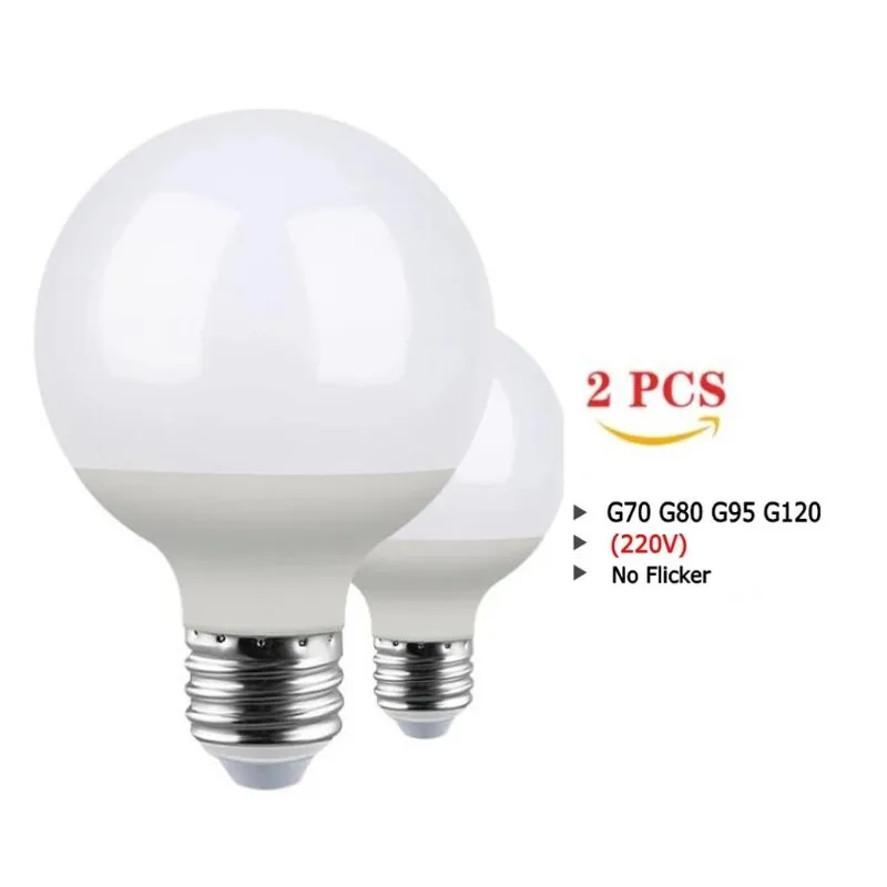 

2pcs E27 Led Bulb No Flicker 220V Lampada Led Lamp 10W 20W 30W SMD2835 Lights Lighting G70 G80 G95 G120 Energy Saving Lamps