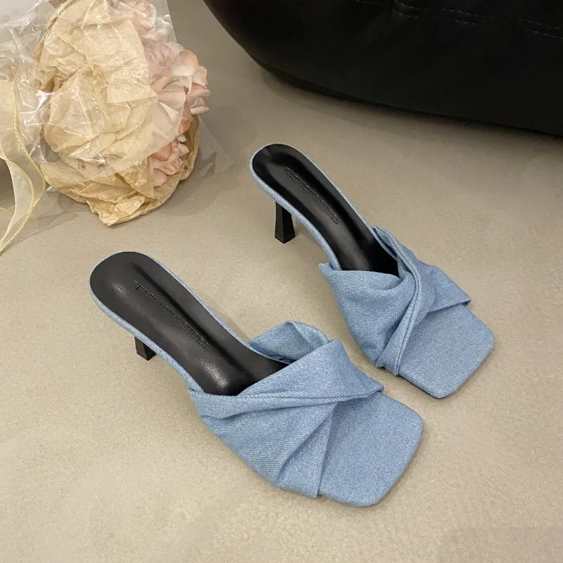 Women Slippers 2024 Summer New Square Low Heel Shoes Fashion Brand Ladies Elegant Slides Outdoor Casual Sandals Women Sandals