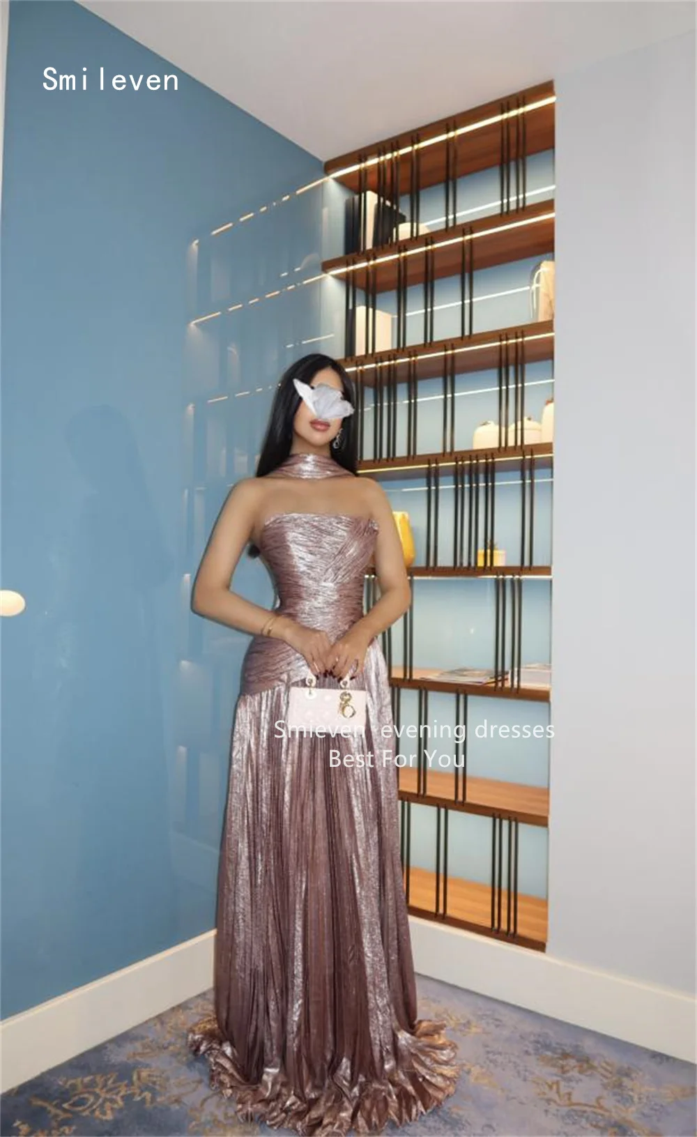 Smileven Luxury Mermaid Prom Dress Strapless Personality Party Gowns Shining Pleat Formal Occassion Dress Customized 2026