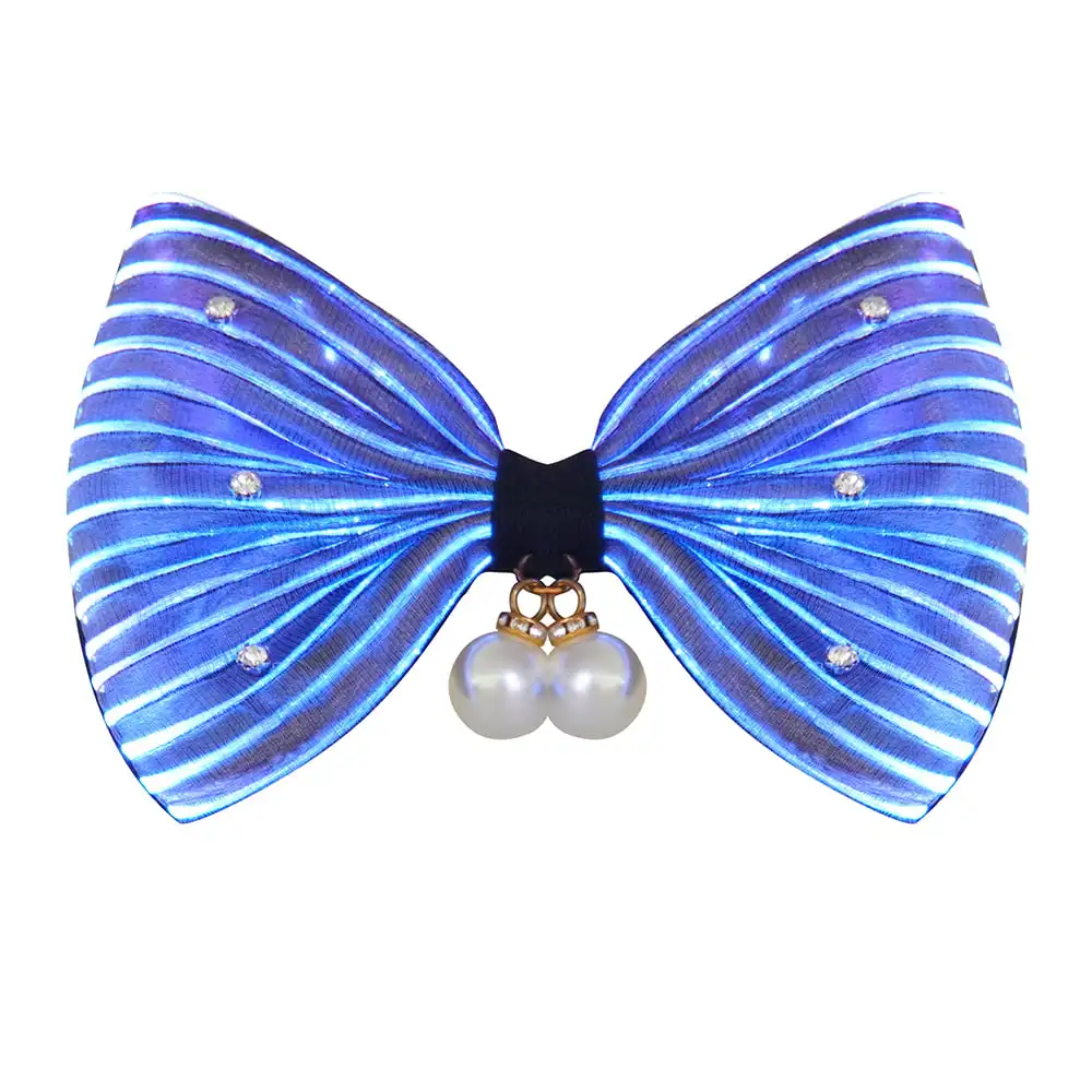 Lumisonata Lady Flashing In Dark Light Up Party Glow LED Butterfly Hairpins Women's Rhinestone Handmade Luminous Bow Hair Clip