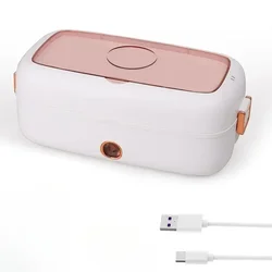 Portable USB Food Heater Container Electric Lunch Box Office Car Home Office Travel Warmer Stainless Steel Heating Rice Cooker