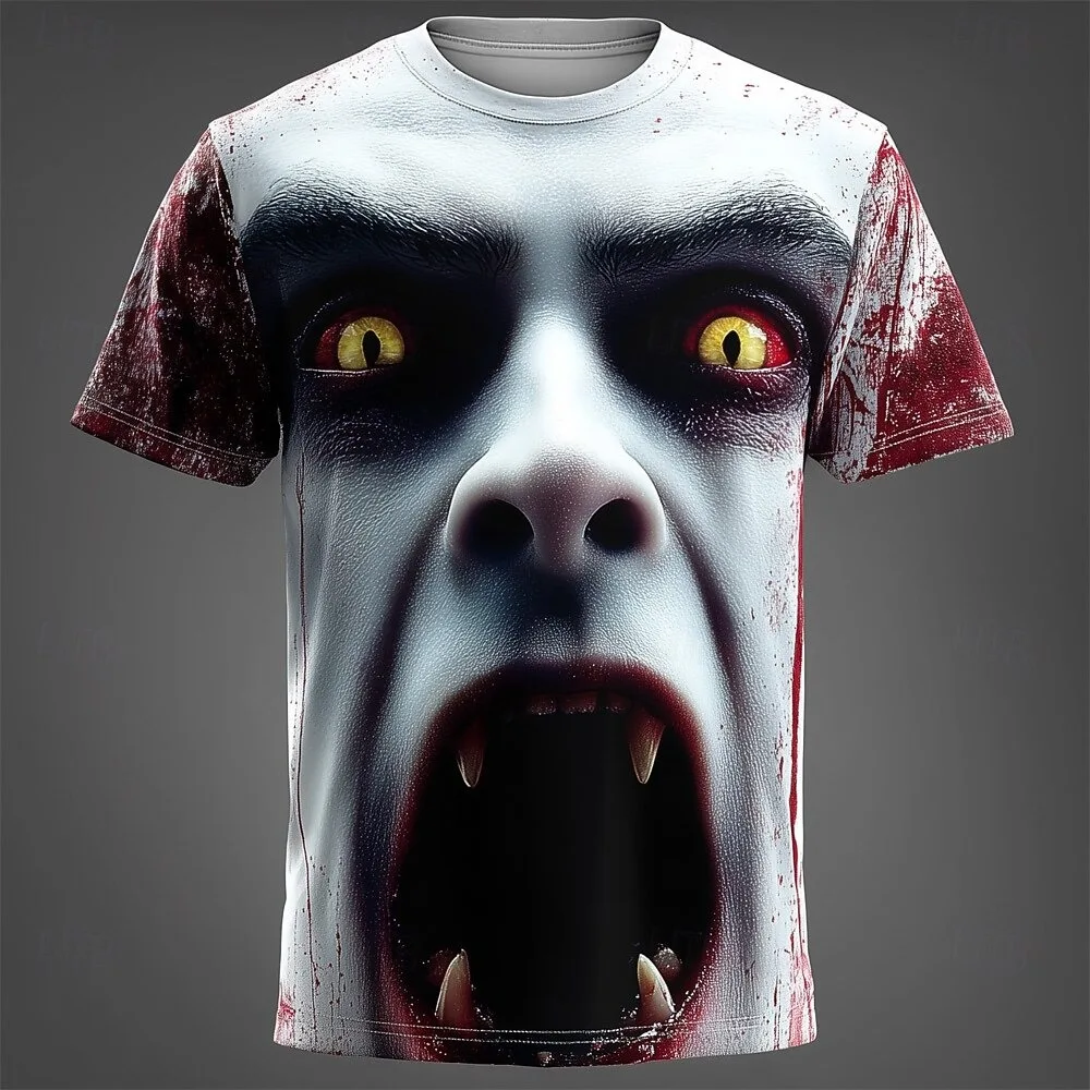 

Halloween Exaggerated facial expressions Graphic Short Sleeve T-shirts Men's T-shirt Clothing Fashion 3D Print Short Sleeve Tee