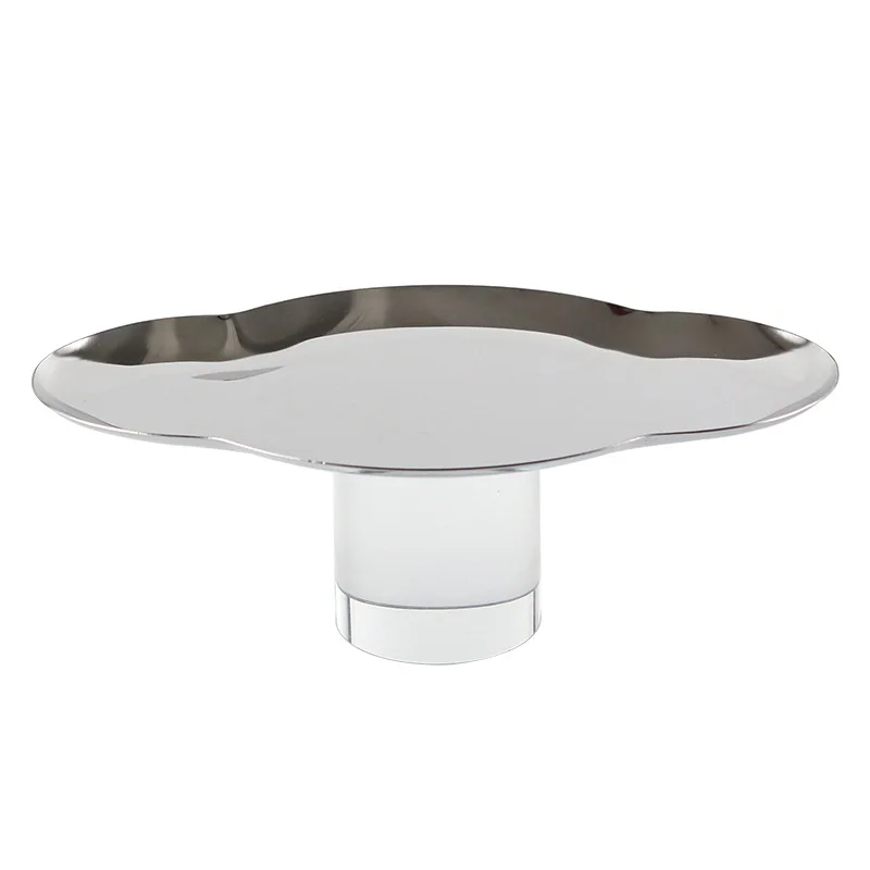 Nordic metal cloud fruit plate ornament modern home coffee dining table crystal cylindrical snack dried fruit plate ornament