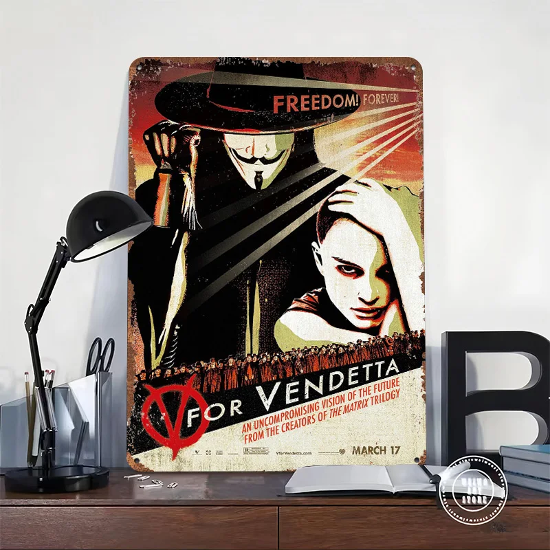 V for Vendetta Artwork Tin Poster Customized Wall Art Retro Vintage Metal Signs for Fans Room Office Decor Decoration Gaming