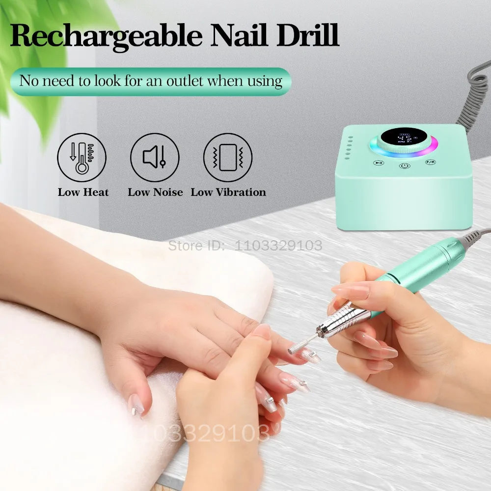 Conjunto de lixadeira de unhas 45000rpm, moinho para manicure com display led, baixo ruído, broca elétrica para manicure, acessórios e ferramentas