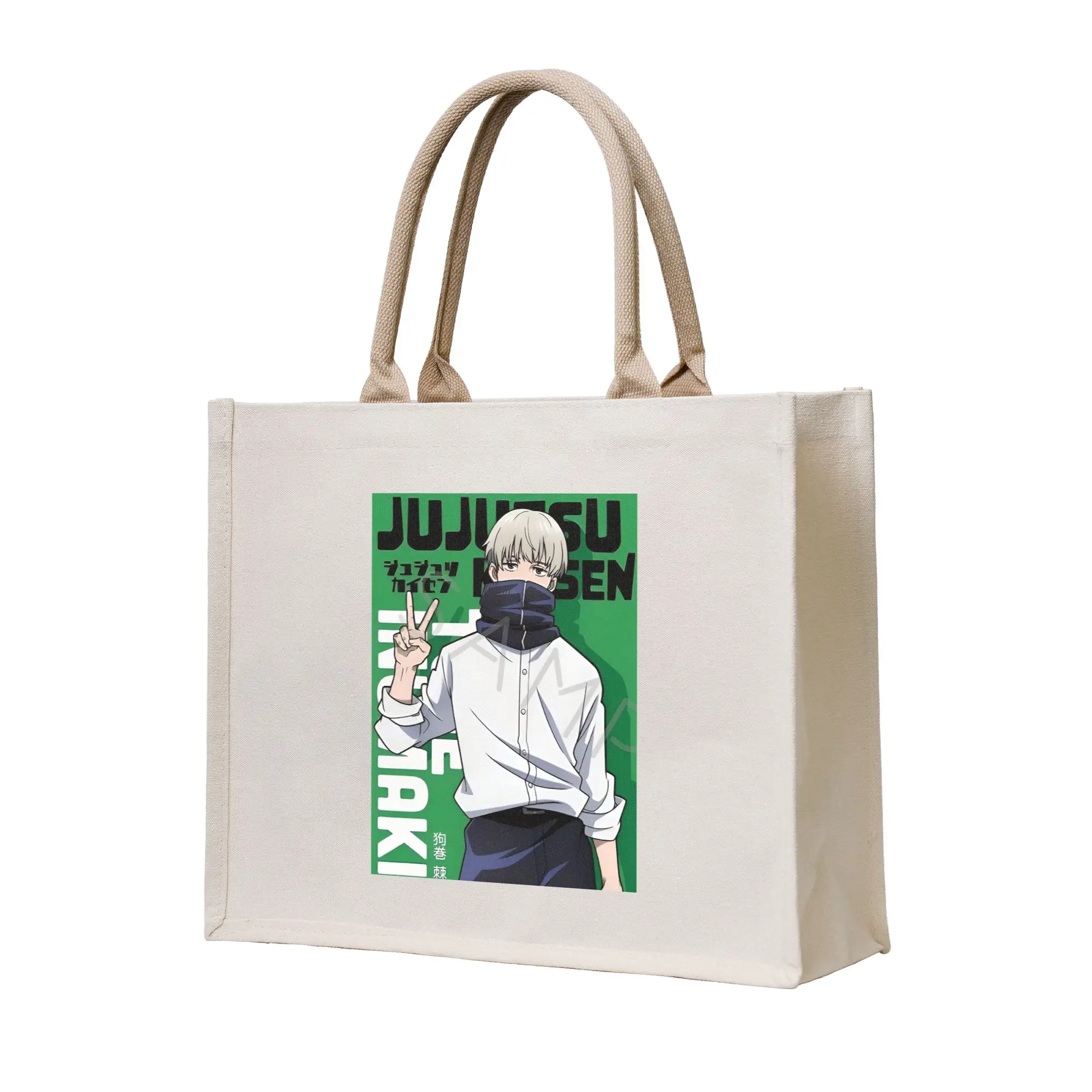 

Сумки для покупок Jujutsu Kaisen Toge Inumaki, холщовая сумка-тоут, складная сумка-тоут для женщин, дорожная сумка через плечо