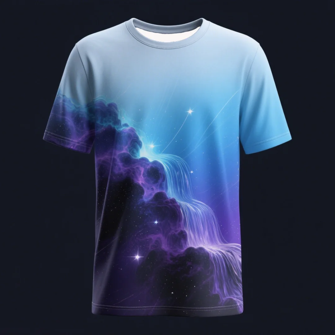 

Unisex Starry Night T Shirt for Men and Women Fashionable Short Sleeve Space Design Casual Top Cosmic Graphic Tee