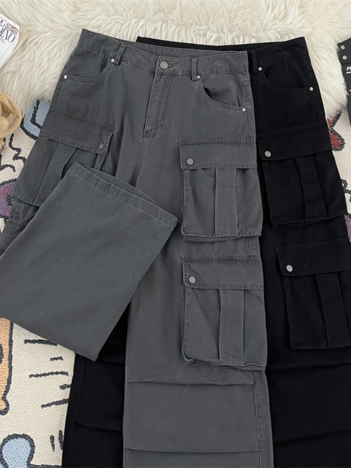 

American Sle Multi-ket Men's Casual Pants Spring Autumn CleanFit Waed Loose Wide Leg Long Workwear Trousers