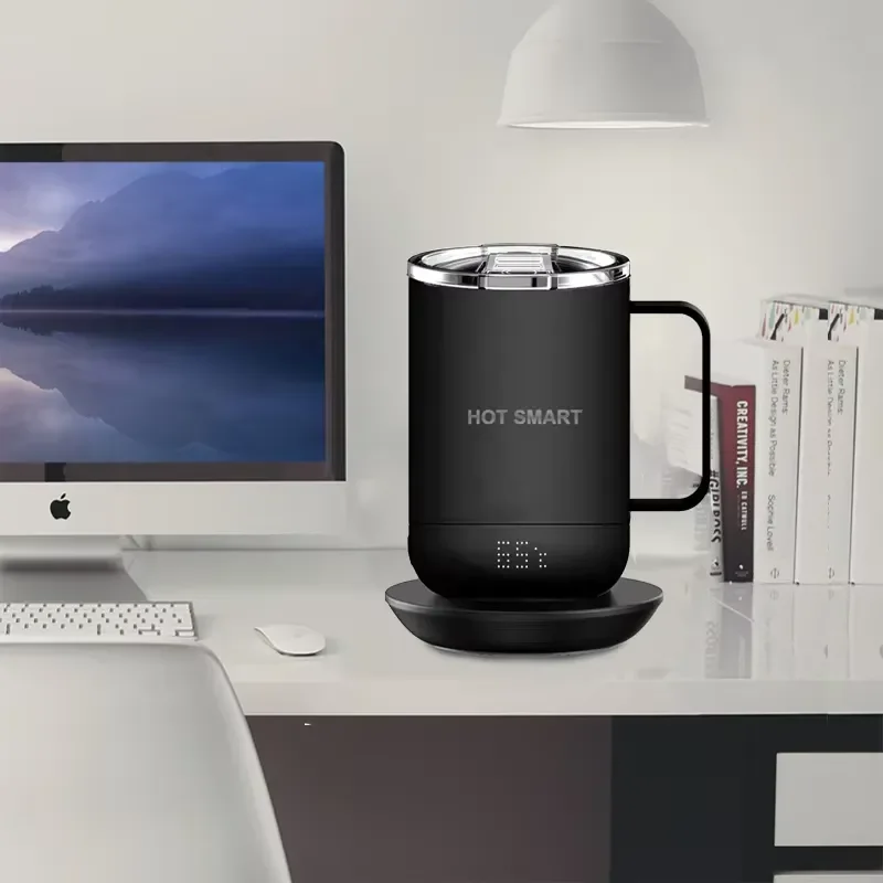 Smart Self Heating Coffee Mug with LED Display Temperature Control 90 Min Battery Life Heated Cup with Lid for Office Home