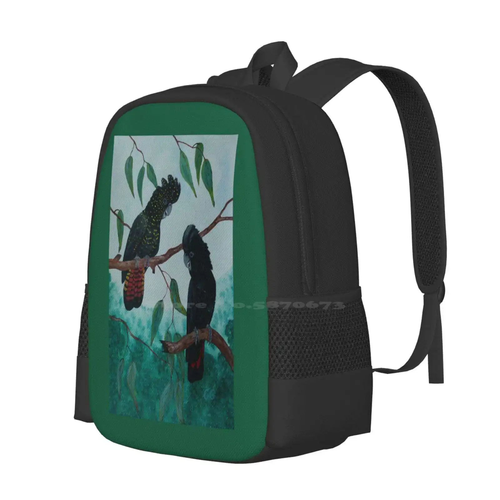 Black Cockatoos Bird Art Cockatoo Painting Hot Sale Schoolbag Backpack Fashion Bags Black Cockatoos Bird Art Bird Painting