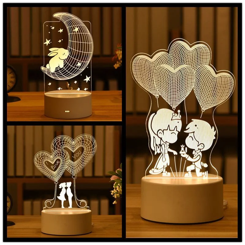

Creative Bedside Night Light Girl Heart Children Classmates Cartoon Birthday Gift Atmosphere Lighting Small USB Table Lamp