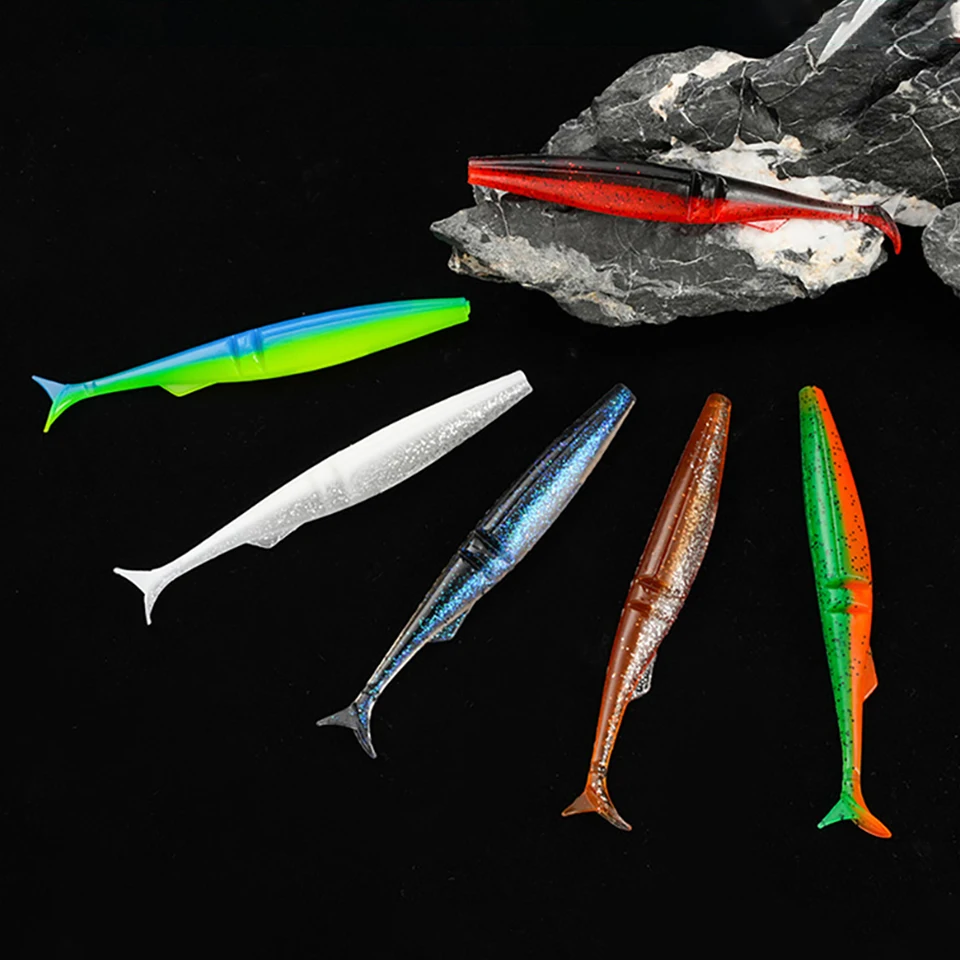 Walk Fish Swimbait vinilo 12cm cola en T segmentado holográfico - imagen 3