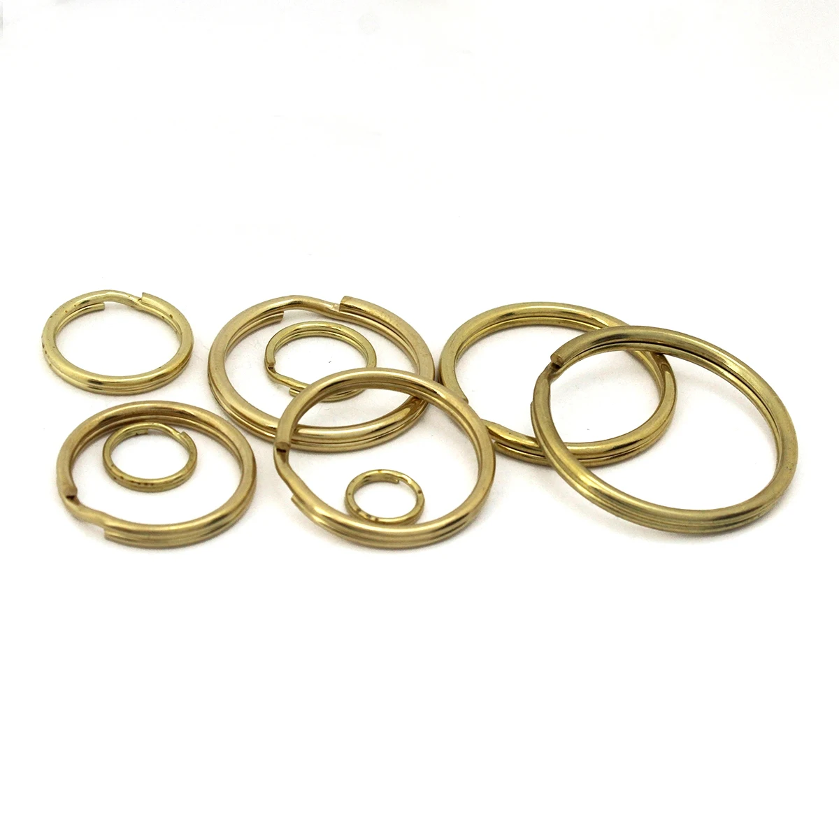 100pcs Solid Brass Split Rings Double Loop Keyring 10-35mm Keychain Keys Holder DIY Leather Craft hardware