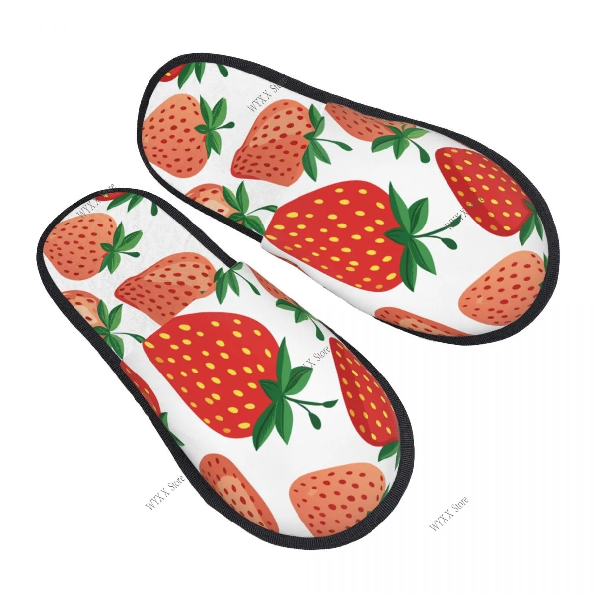 Fur Slipper For Women Men Fashion Fluffy Winter Warm Slippers Fresh Strawberries House Shoes