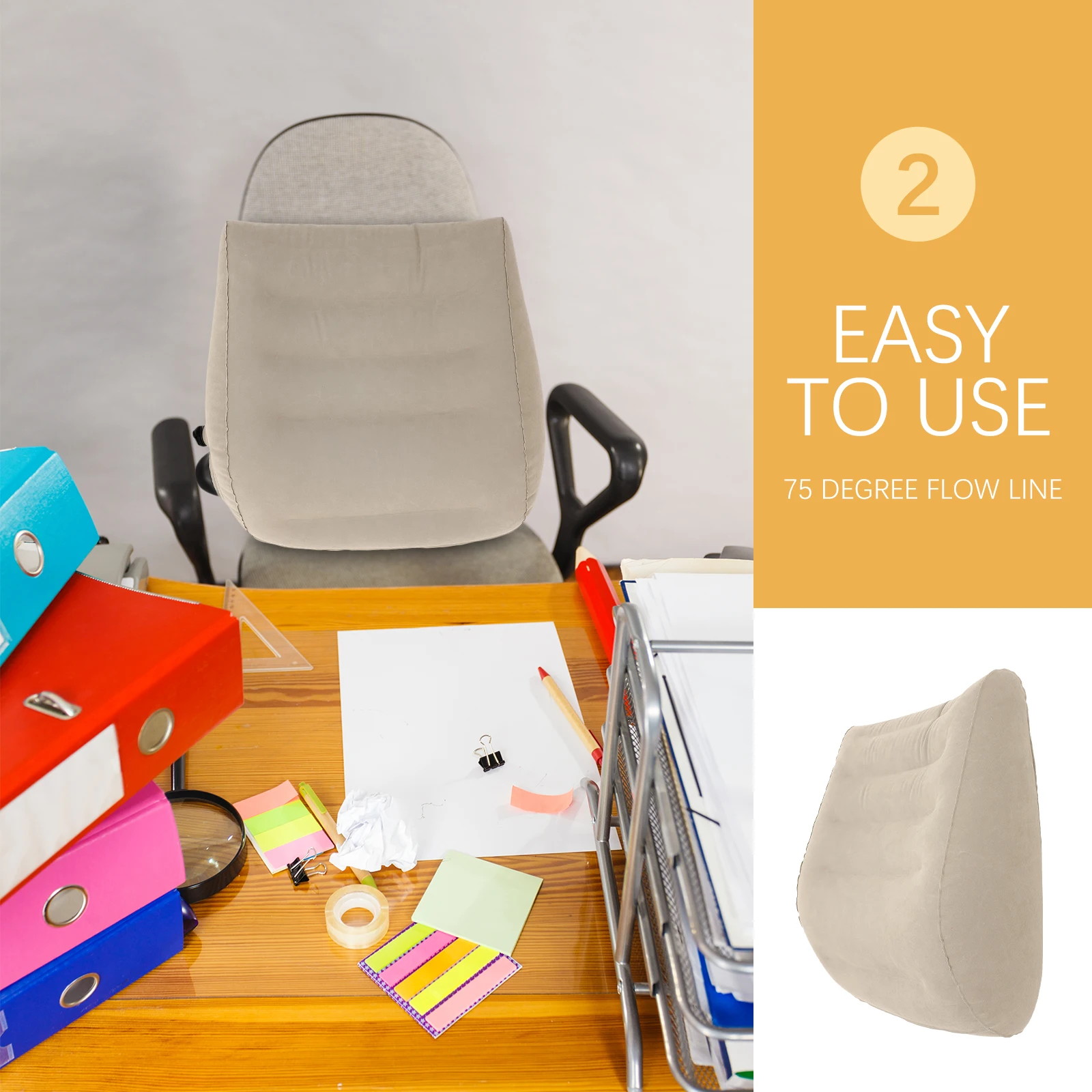 

1Pcs Inflatable Back Pillow Ergonomic Waist Protector for Office Chair Travel Storage Bag Pressure Relief Cushion Support