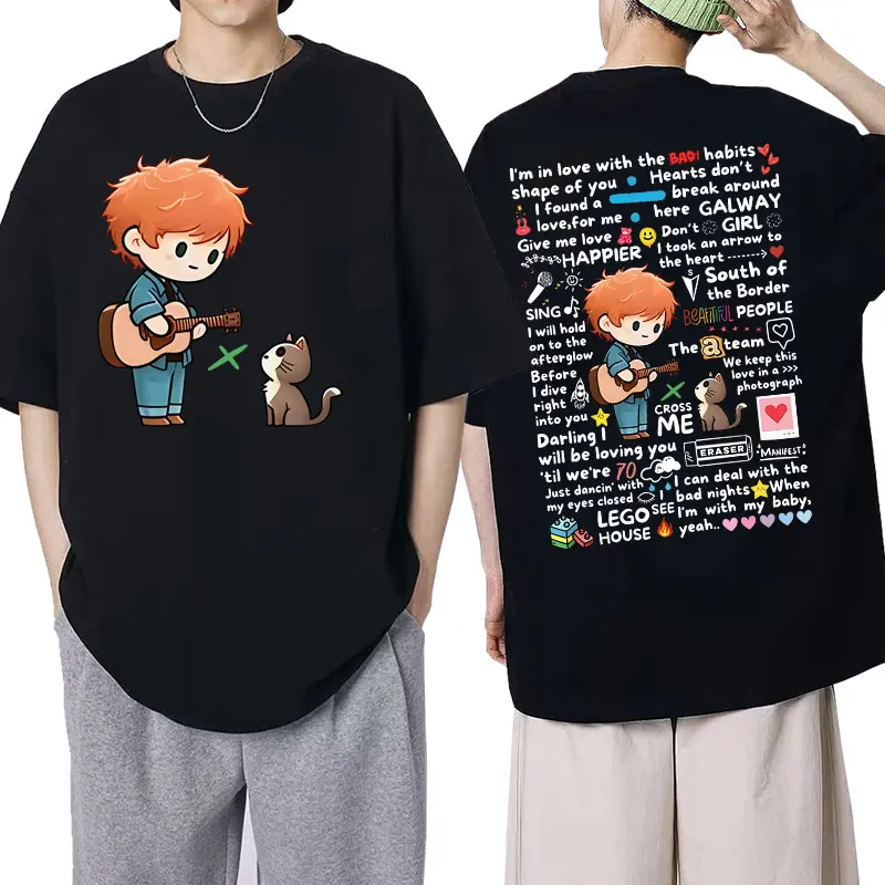 Vintage T-shirt Ed Sheeran European Tour 2025 Graffiti Pattern T Shirt Men Women Cotton Short Sleeve Oversized Fashion T-shirts