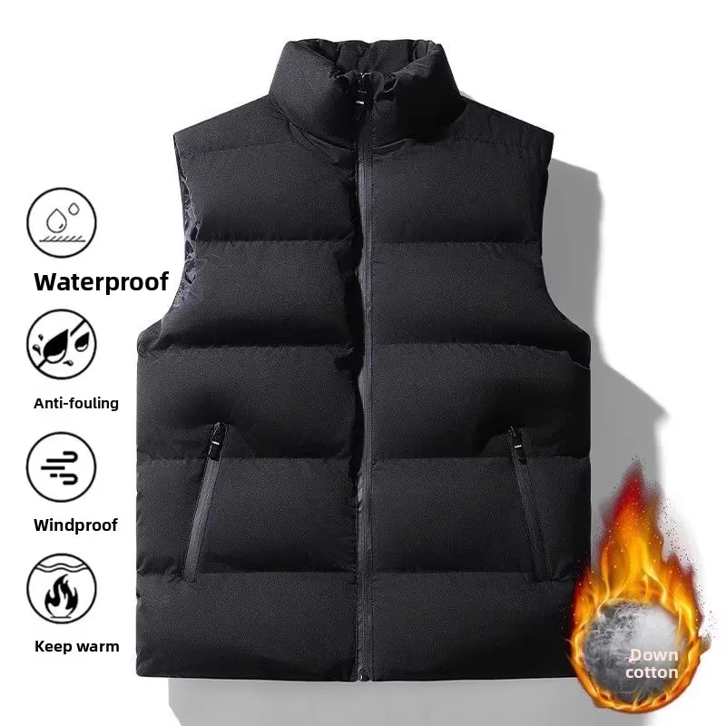 

Retro down Jaet Vest Men's Autumn Winter Thi Casual Durable Cotton Warm oulder Pad Vest Stand Fit Youth Trend Winter...