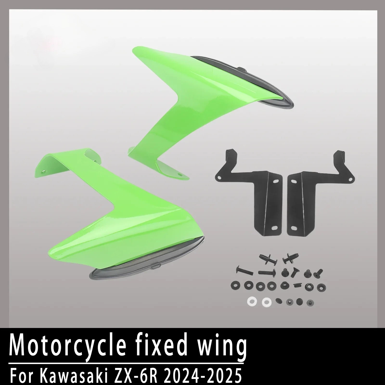 Carenagem lateral de motocicleta com asa fixa para Kawasaki ZX-6R 636 2024-2025 Kit de carenagem GP com aerofólio traseiro