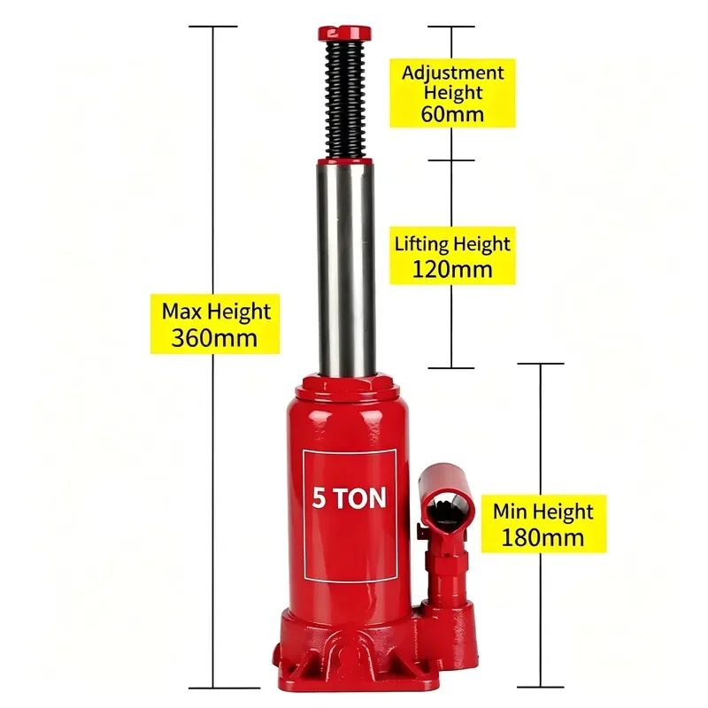 5T Single Stage Hydraulic Lifting Bottle Jack for Vehicle Maintenance Auto Repair Vertical Single Ram Hydraulic Bottle Jack