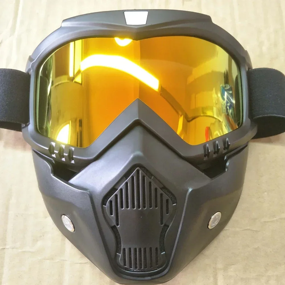 UV400 Protective Goggles Windproof Riding Cycling Ski Sunglasses with Mouthpiece for Motorcycle Motocross Helmet Outdoor Sports