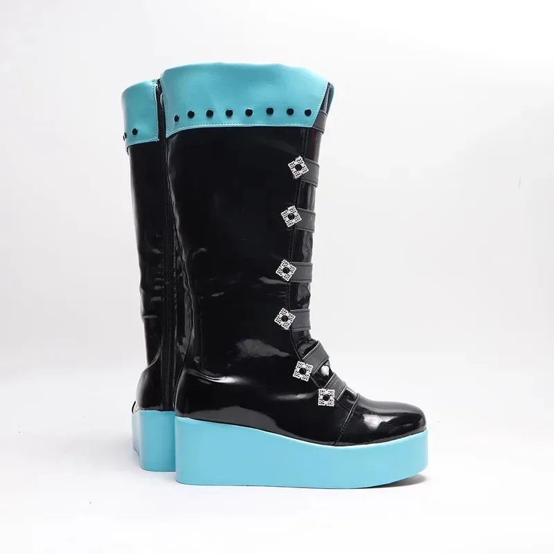 

dd12Rascal Miku Cosplay Shoes Villains Role Play Faux Leather Boots Support Customization Based on Images