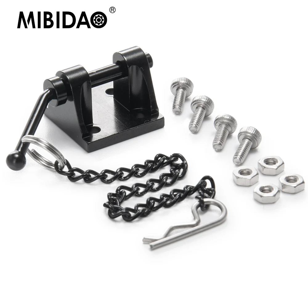 MIBIDAO Aluminum Simulation Trailer Tow Rope Chain Shackles Hook for Axial SCX10 Wraith TRX-4 D90 1/10 RC Car Upgrade Parts