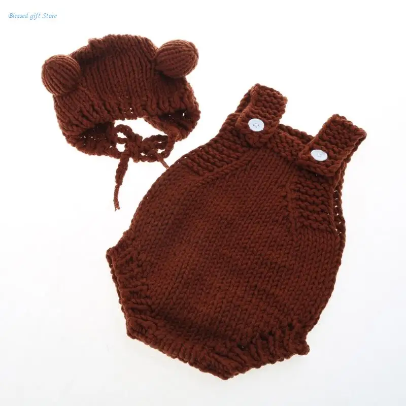 Newborn Photography Clothes Cartoon Costume Photo Props Knitted Baby Hat Pants