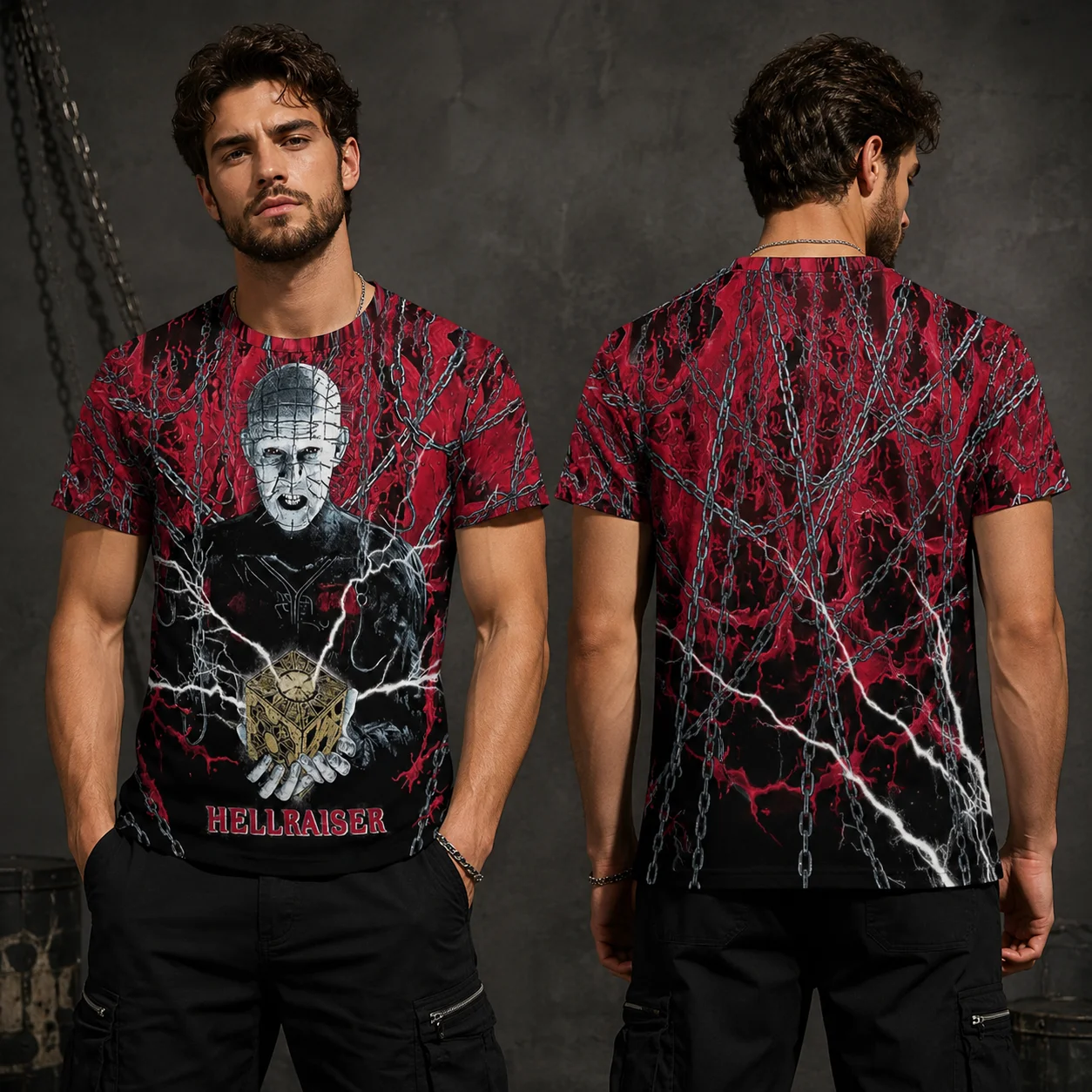 Hellraiser 3D Print T-Shirt Fashion Punk Horror Movie Top Oversized Summer Camiseta for Men Women