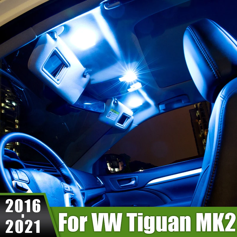 For Volkswagen VW Tiguan 2 MK2 Allspace 2016 2017 2018 2019 2020 2021 8pcs Car Interior LED Reading Light Vanity Mirror Lamps