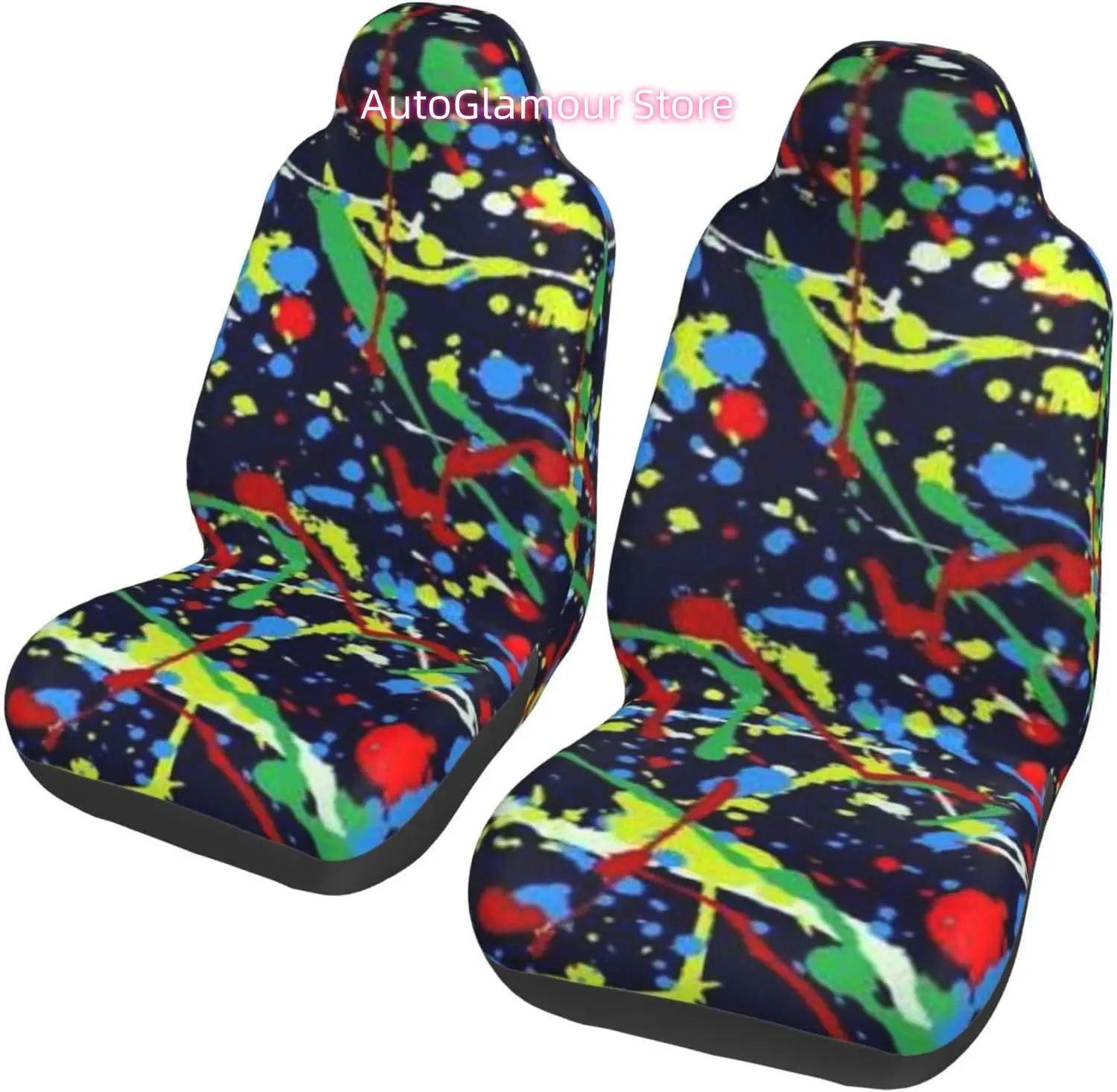 Seamless Abstract Expressionism Pattern Universal Car Seat Covers 2-Piece Set - Stretch-to-Fit Front Seat Protectors for Cars, T