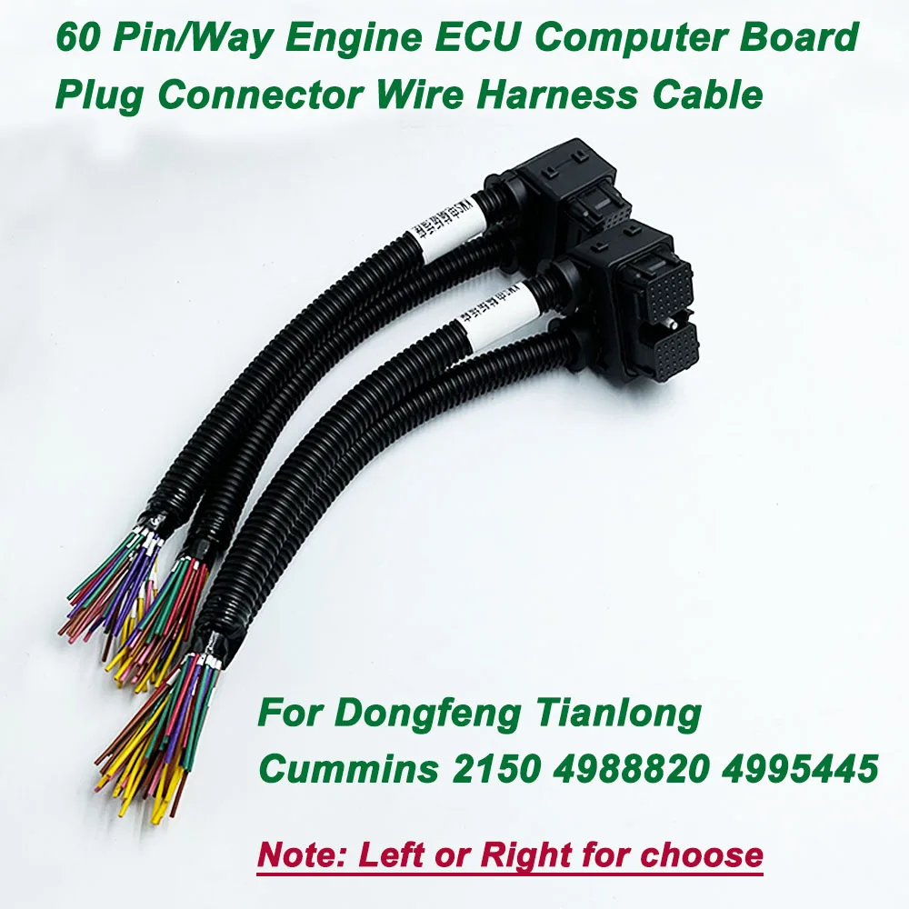 

Left or Right Side 60 Pin 60 Way Engine ECU Computer Board Plug Connector Wire Harness Cable For Cummins 2150 4988820 4995445