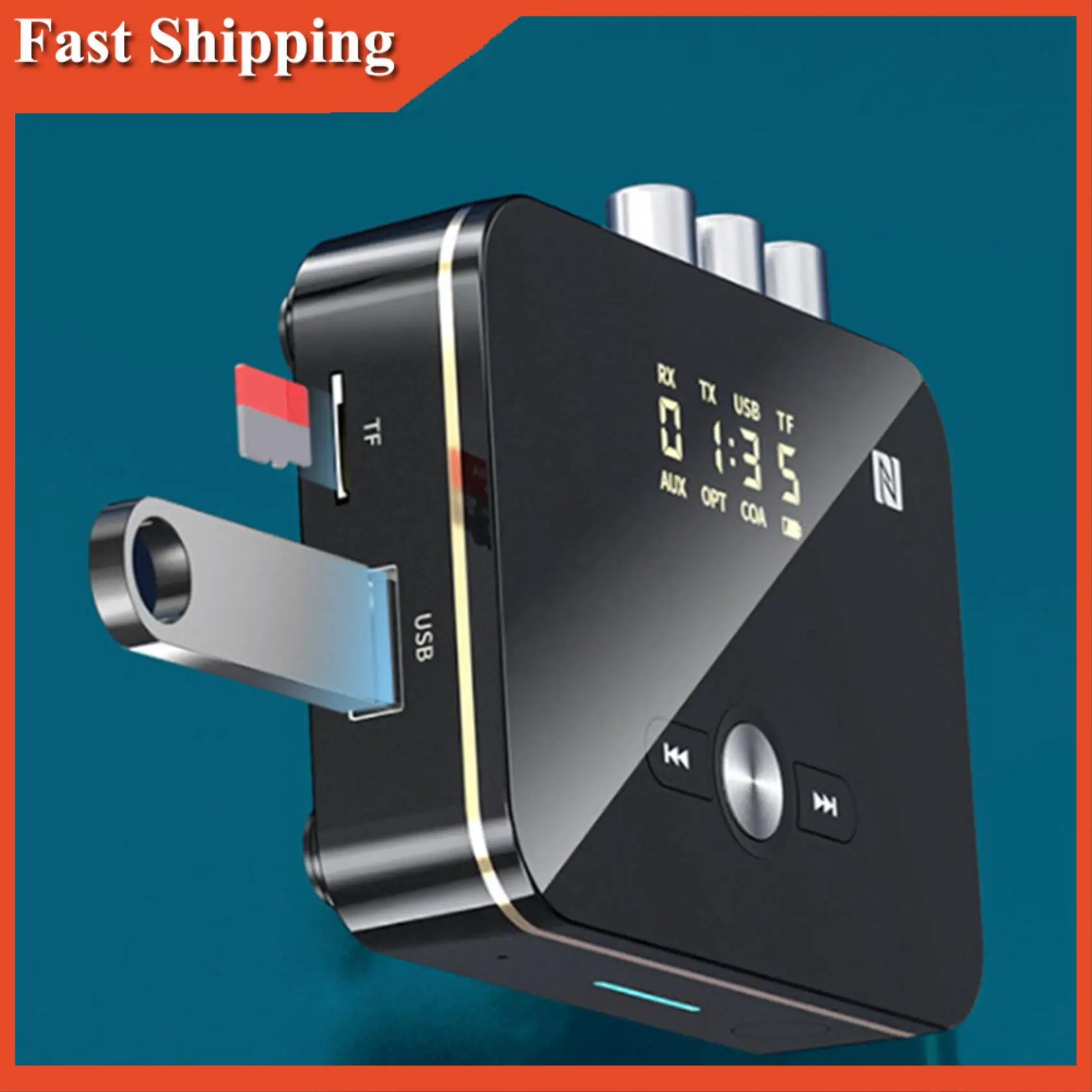 كفاءة M8 بلوتوث 5.0 RCA استقبال الصوت الارسال APTXLL 3.5 مللي متر AUX الموسيقى محول لاسلكي مع هيئة التصنيع العسكري NFC لسيارة التلفزيون التحدث