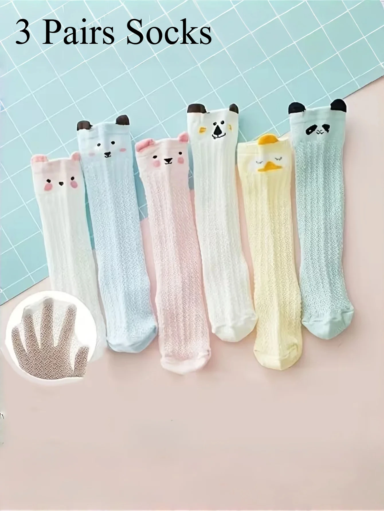 3 Pairs Infant Socks Summer Long Tube Socks Newborn Baby Mesh Thin Breathable Anti-mosquito Socks High Elastic Over-knee Socks