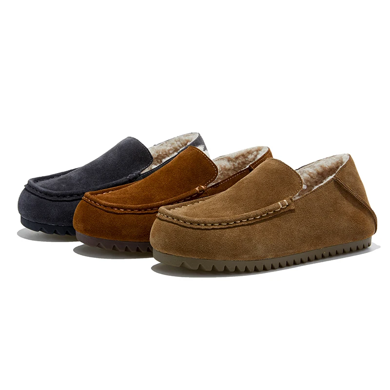 

CICIYANG Women's Winter Loafers Anti-slip Slip-on 2025 New Genuine Leather Fur Flats Women Shoes Plus-size Driving Shoes Female
