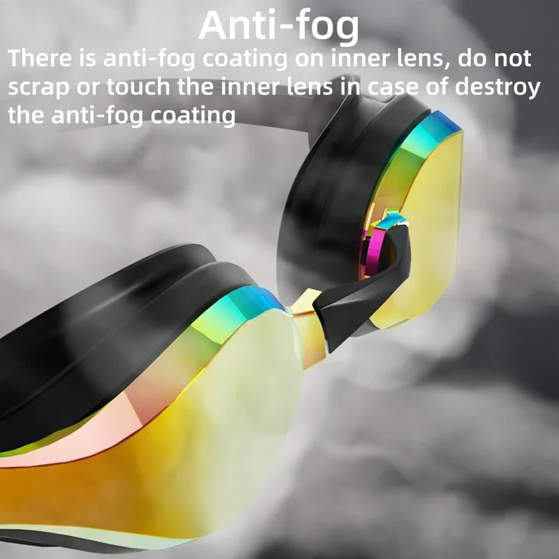 

Adult Racing Swim Goggles High Definition Waterproof Anti-Fog Wide-Angle Lenses Adjustable Strap Competitive Swimming Glasses