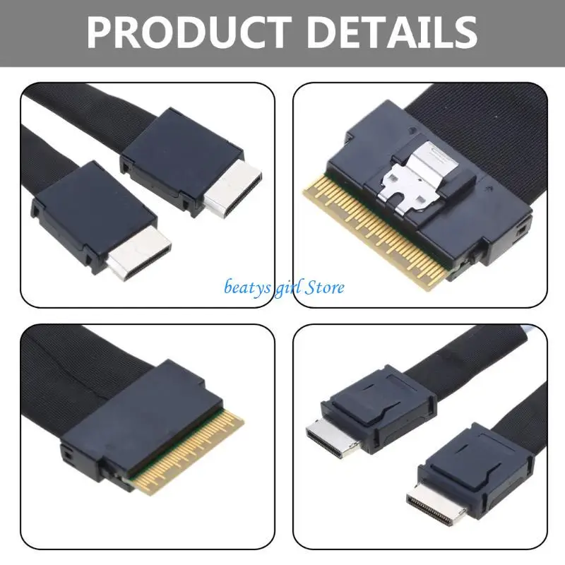 C7AB SlimSAS SFF-8654 8X to Oculink SFF-8611 4X 4ix2 Cable 16-24Gbps Efficient