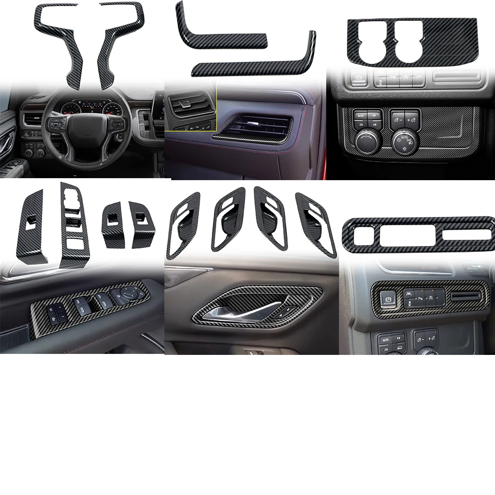 

For Chevrolet Suburban/Tahoe 2021 2022 2023 Car Accessories ABS Interior Protector Moldings Cover 14Pcs For GMC Yukon XL