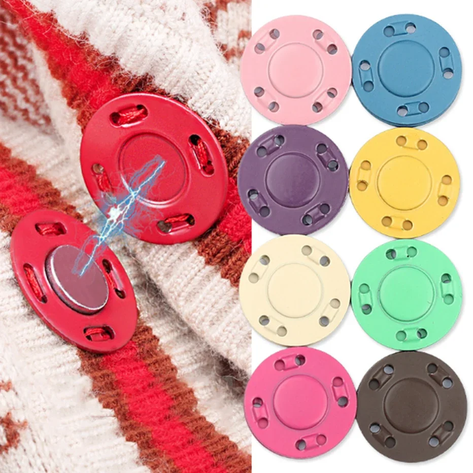 10 Pairs Color Magnet Button Suction Iron Invisible Hand Sewn Metal Magnetic Female