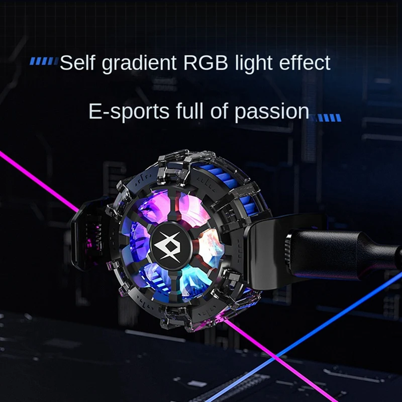 스마트 모바일 폰 쿨러 마그네틱/백 클립 2-IN-1 반도체 냉각 팬 라디에이터 전화 태블릿용 RGB 조명 효과