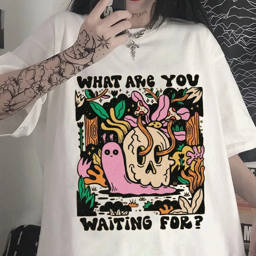 Camiseta Harajuku para mujer, camisas con estampado de setas de albaricoque, ropa de calle informal de verano con cuello redondo, Tops de moda de manga corta Unisex