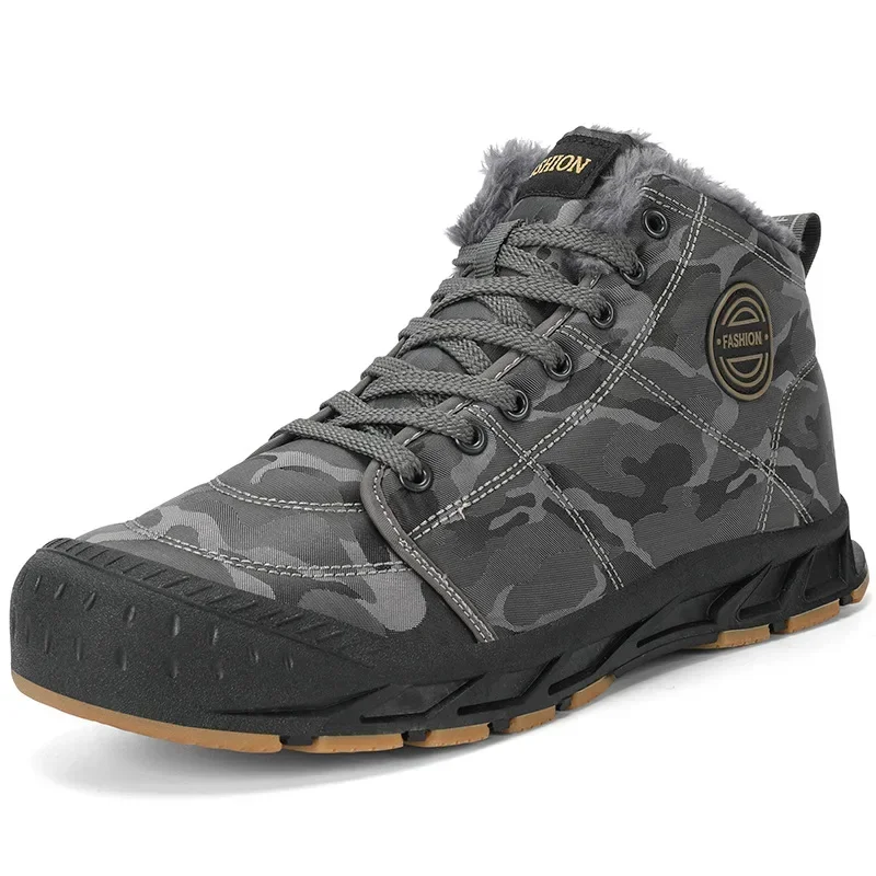 Warm Plush Ankle Boots Men Winter 2024 Man Tactical Boots Outdoor Hiking Platform Boots for Men Camouflage Hunting Shoe