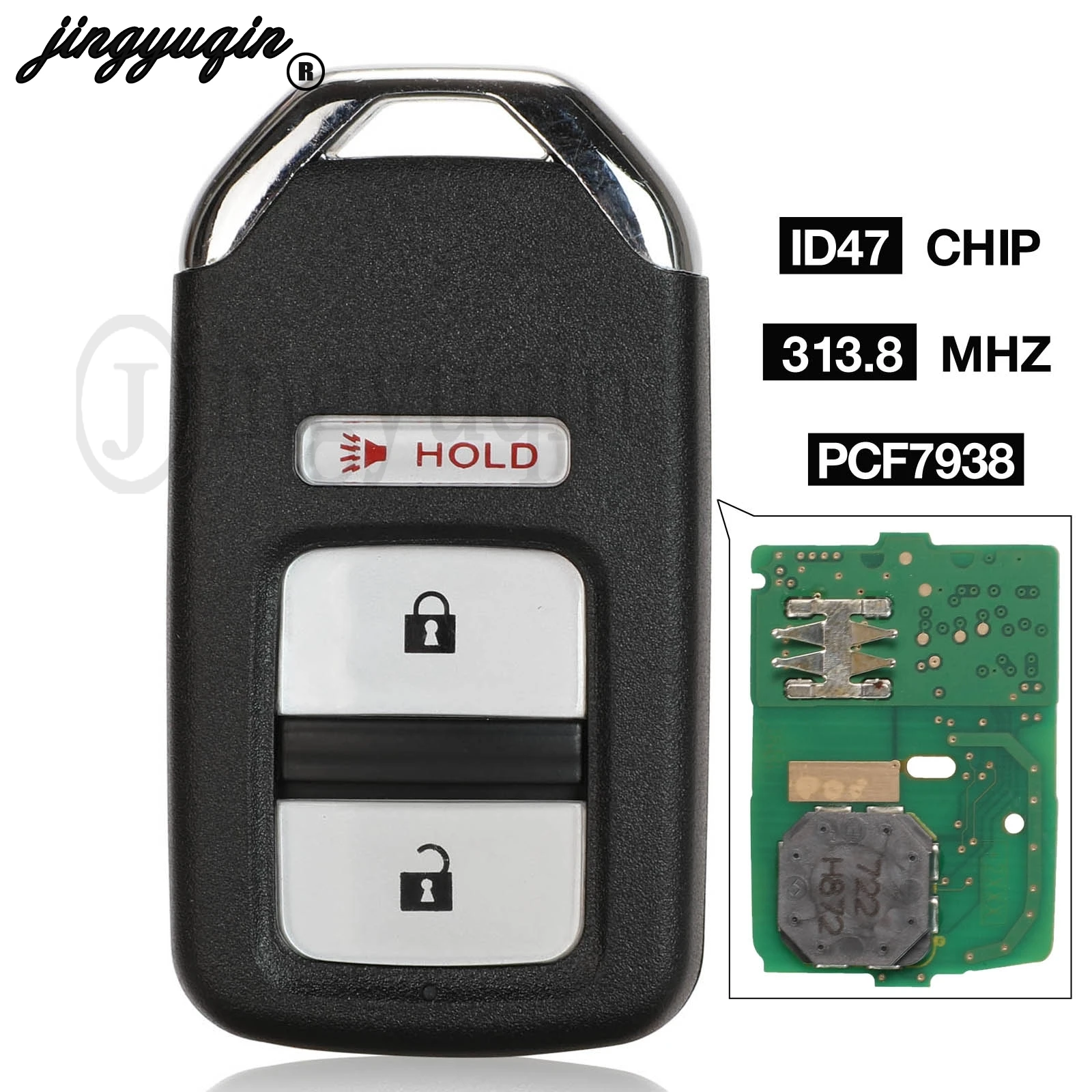 

jingyuqin For Honda Crosstour 2014-2015 Fit 2015-2017 HR-V 2016-2017 Remote Key Fob 47 Chip 313.8MHz FCC: KR5V1X,A2C80084900